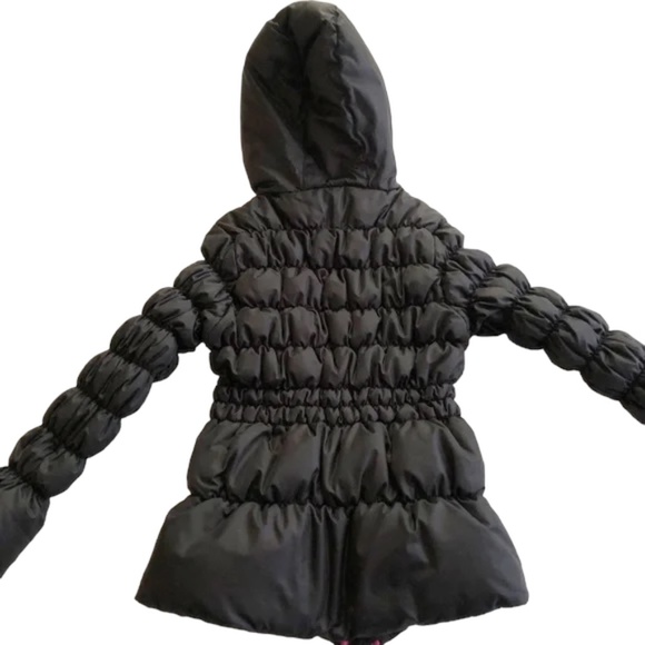 HAWKE&CO Girls Youth 7/8 Puffer Down Hooded Winter Jacket Fleece lined Blk Pink - Picture 6 of 10